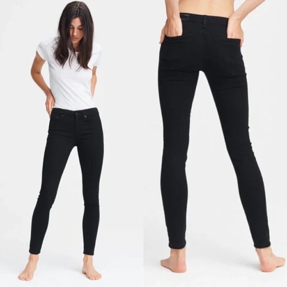 • Rag & Bone • Cate Mid Rise Skinny Jeans No Fade Black